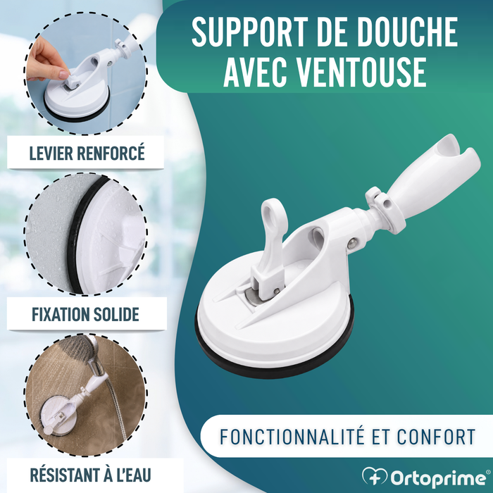 Support de Douche avec Ventouse et Levier | Porte-douche Universel