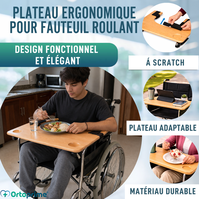 Tablette pour Fauteuil Roulant | Plateau Porte-Gobelet