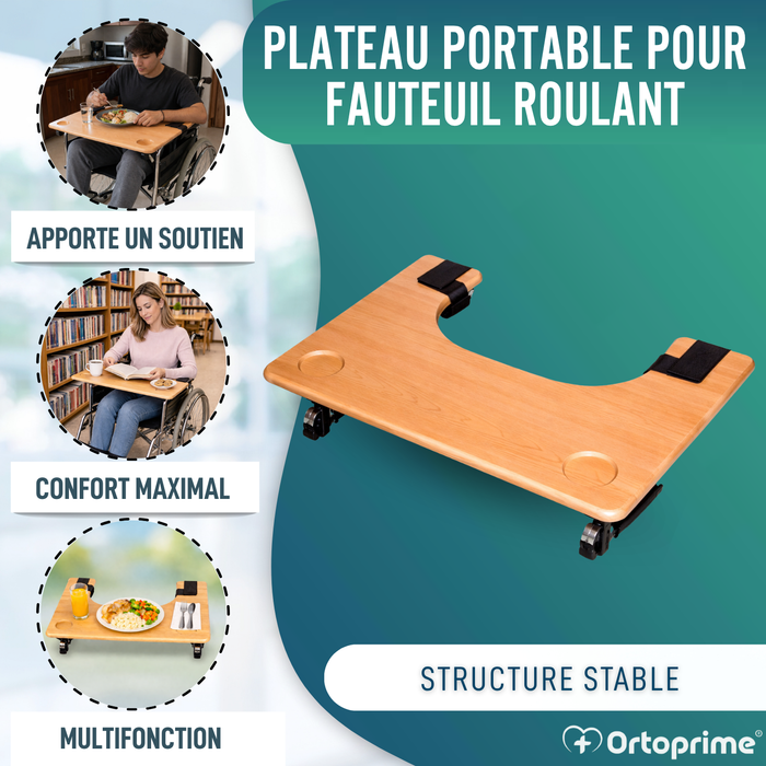 Tablette pour Fauteuil Roulant | Plateau Porte-Gobelet