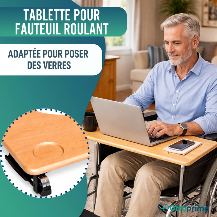 Tablette pour Fauteuil Roulant | Plateau Porte-Gobelet