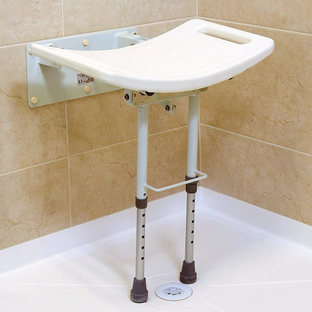 Tabouret Mural Pliable 35,5 X 36,5 Cm – Siège Escamotable Entrée – Chaise Gain De Place Noir/Blanc/Bois